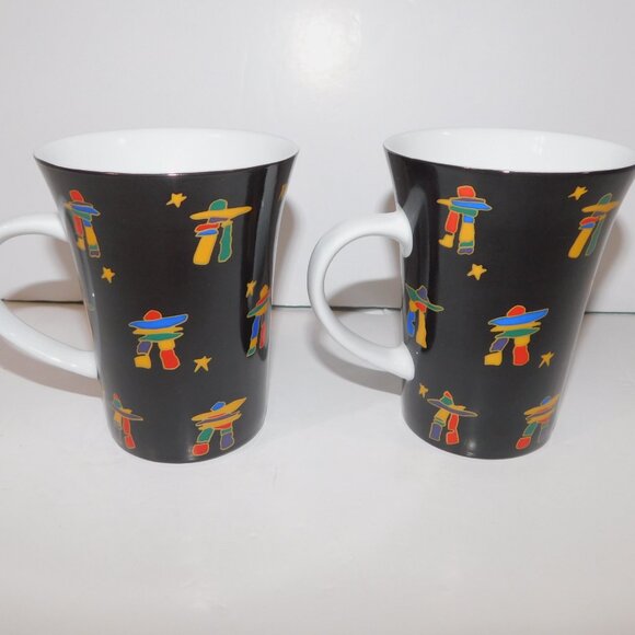 Set 2 Retired Oscardo Dawn Oman Inukshuk native aboriginal Porcelain Mug - Picture 6 of 9